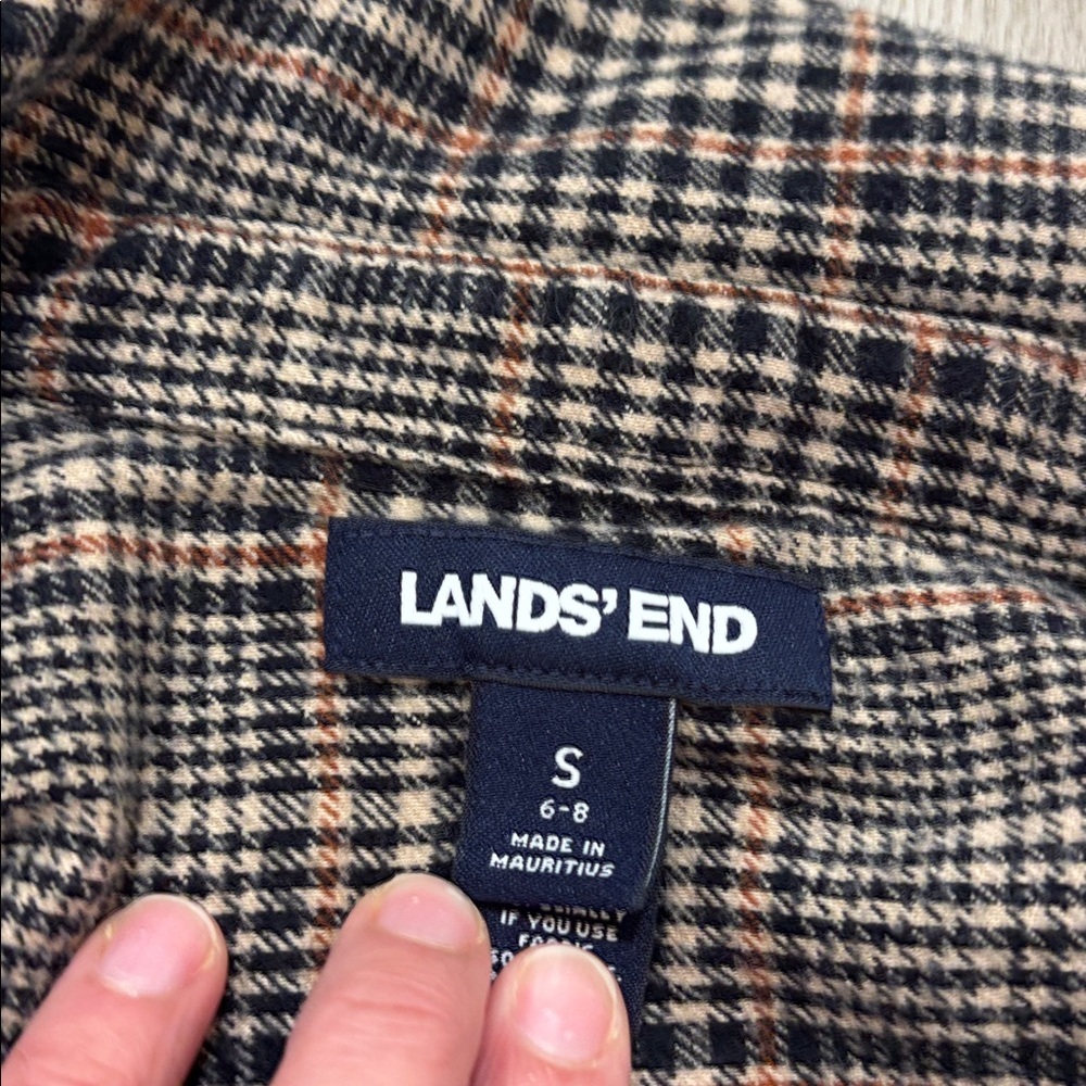 Lands' End Women's Plaid Button Down Shirt brown size Small - Picture 2 of 6
